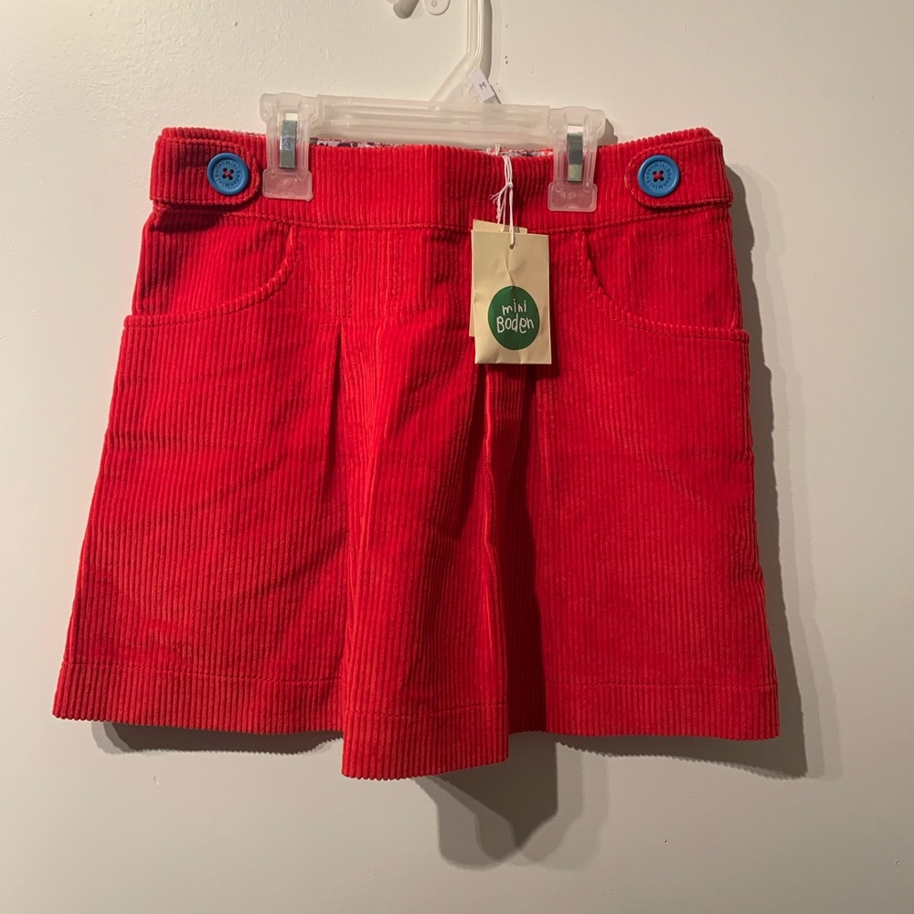 Mini Boden Red Corduroy Christmas Skirt